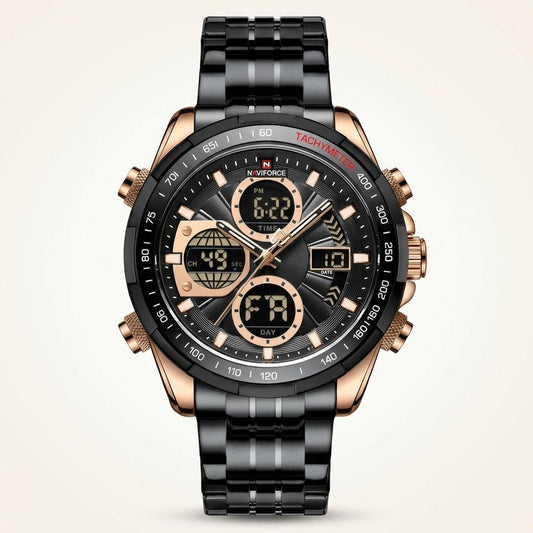 Black Rose Gold Analog Digital Sports Watch for Men & Boys