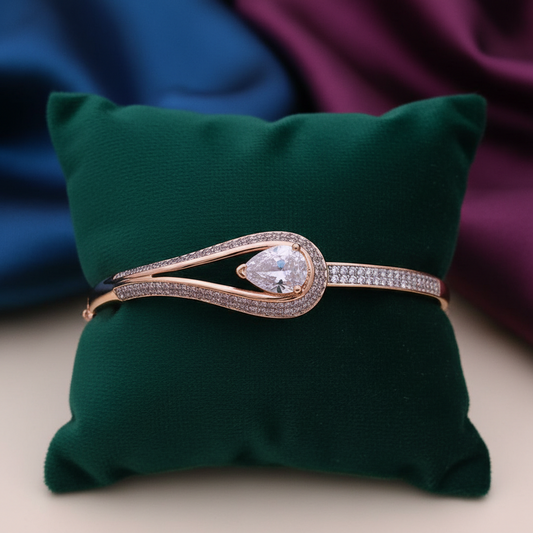 Rose Gold Teardrop Crystal Studded Bracelet for Women & Girls