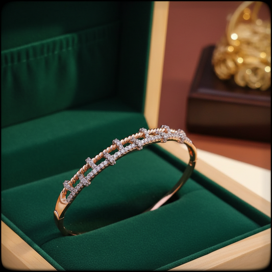 Rose Gold Crystal Studded Designer Bracelet for Women & Girls