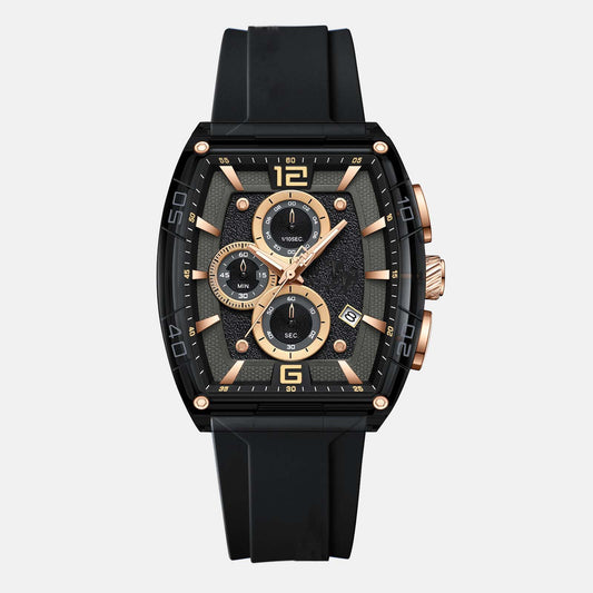 Luxury Men’s Chronograph Watch Black Silicone Strap Wrist Watch