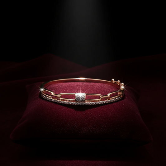Rose Gold Crystal Chain Design Bracelet for Women & Girls