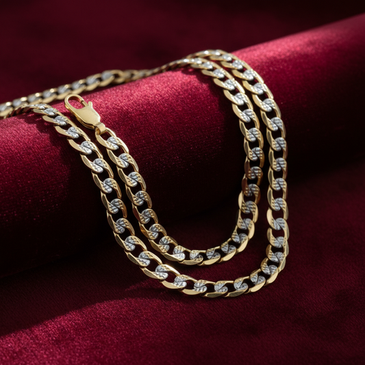 Men’s Gold & Silver Dual Tone Cuban Link Chain Necklace