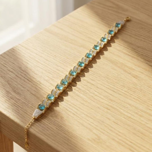 Blue Stone Gold Color Bracelet for Women | Stylish Crystal Bracelet