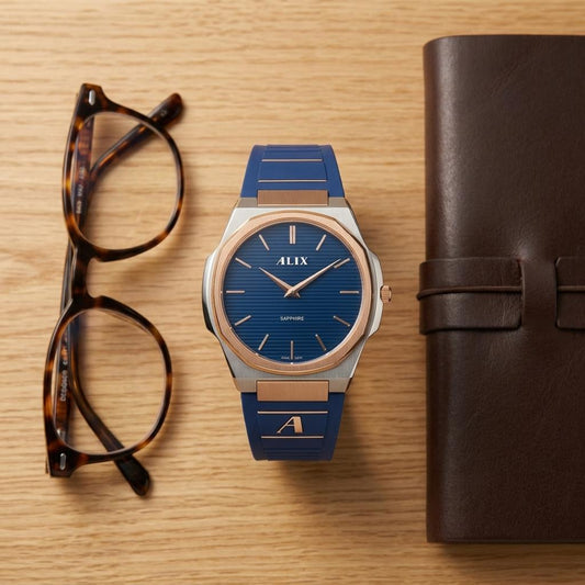 Luxury Blue Dial Silicone Strap Analog Watch for Men