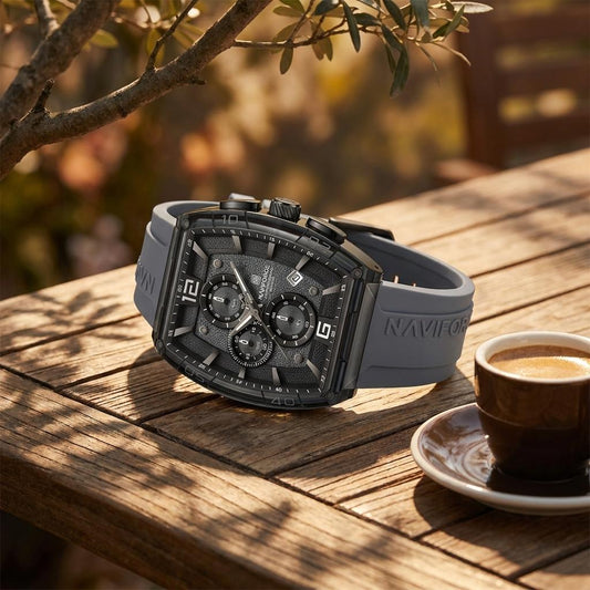 Grey Luxury Sports Chronograph Silicone Strap Watch for Men & Boys