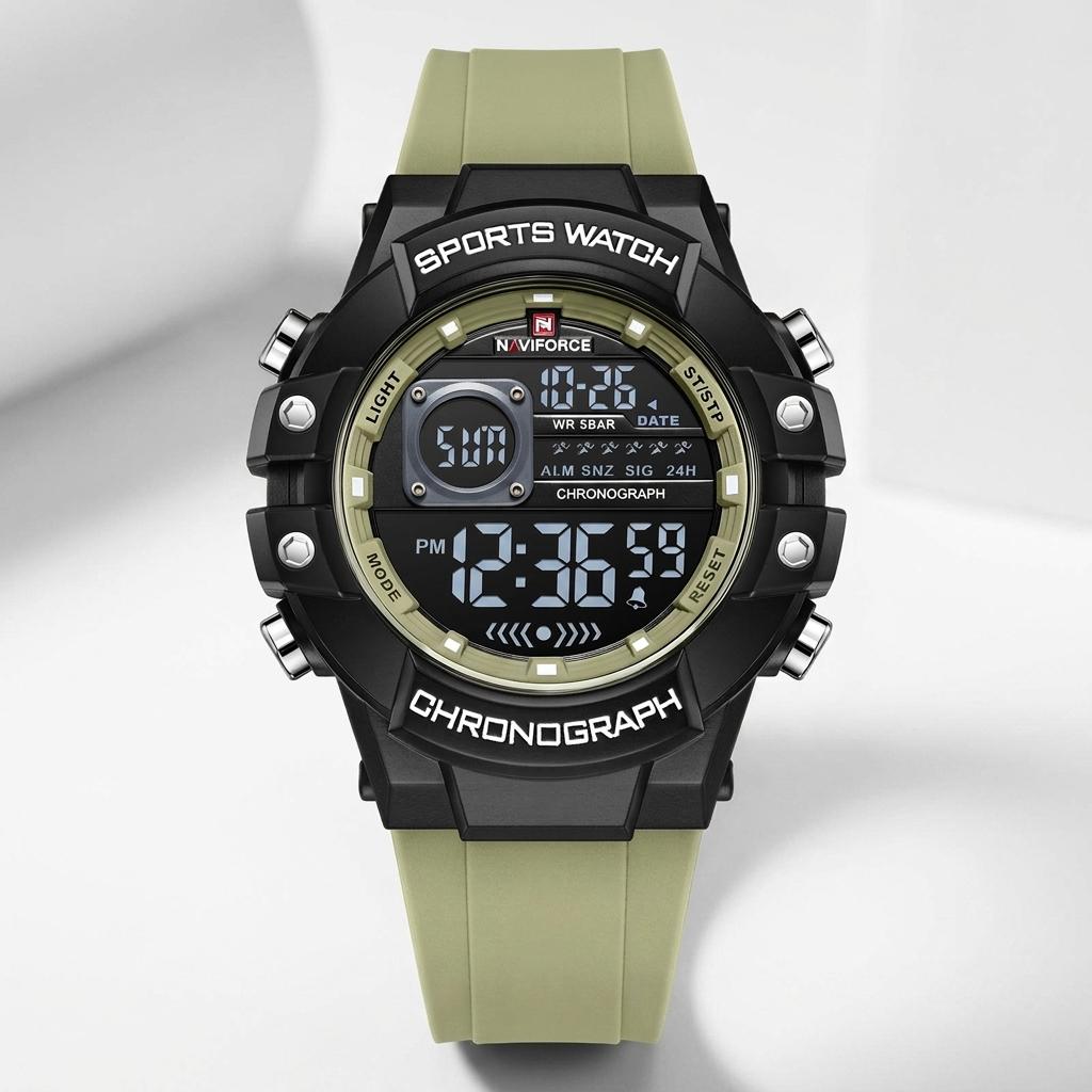 Olive Green Digital Sports Chronograph Watch for Men & Boys