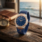 Luxury Blue Dial Silicone Strap Analog Watch for Men
