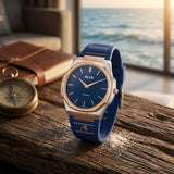 Luxury Blue Dial Silicone Strap Analog Watch for Men