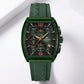 Military Green Sports Chronograph Silicone Strap Watch for Men & Boys