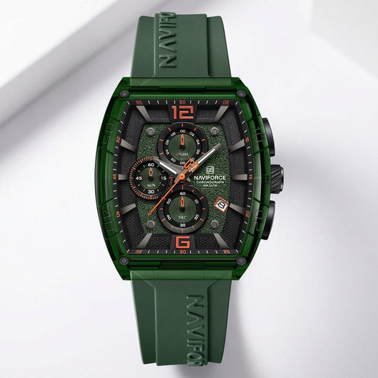 Military Green Sports Chronograph Silicone Strap Watch for Men & Boys
