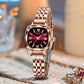 Rose Gold Red Square Dial Analog Watch for Women & Girls