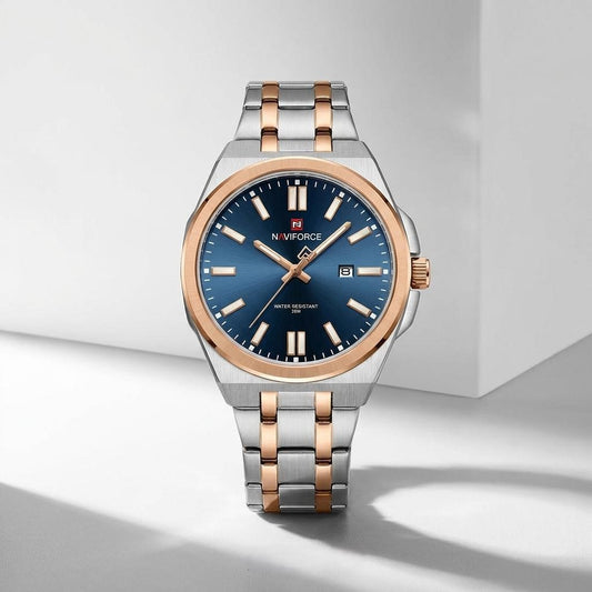 Blue Dial Stainless Steel Analog Watch for Men & Boys