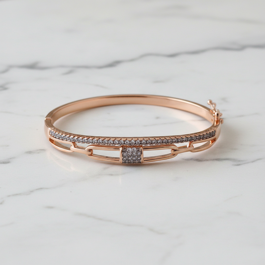 Rose Gold Crystal Chain Design Bracelet for Women & Girls