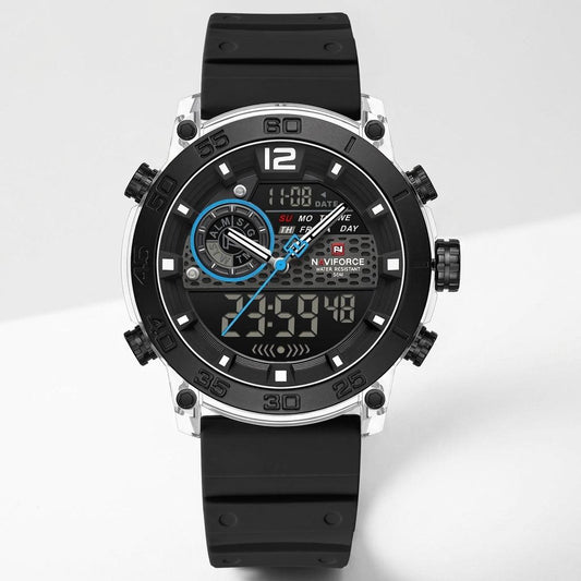 Black Blue Digital Sports Watch for Men & Boys