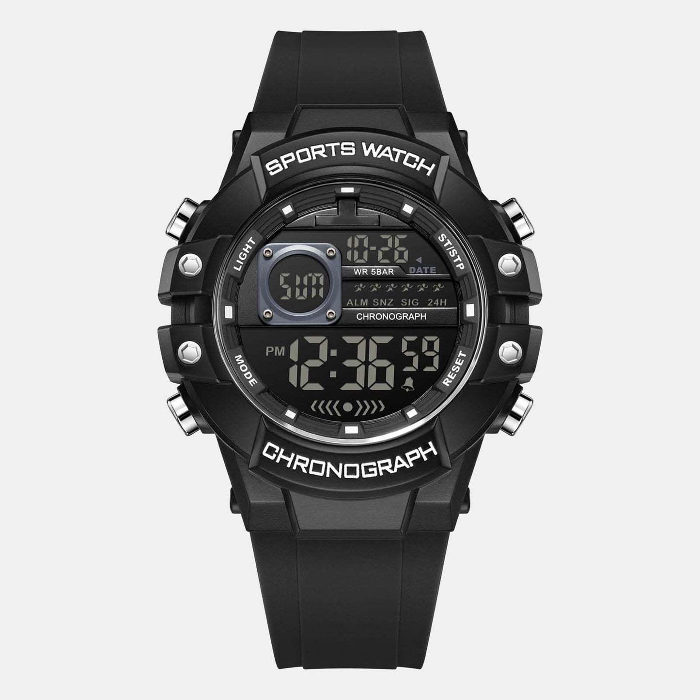 Men’s Digital Sports Watch with LED Display & Waterproof Design