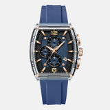 Luxury Men’s Blue Chronograph Watch Silicone Strap Wrist Watch