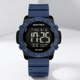 Blue Digital Sports Watch for Men Waterproof Style Silicone Strap Watch
