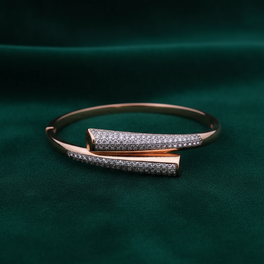 Rose Gold Crystal Studded Crossover Bracelet for Women & Girls