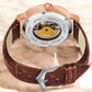 Luxury Automatic Skeleton Watch for Men with Brown Leather Strap