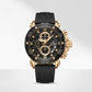 Luxury Black Gold Chronograph Men’s Watch Silicone Strap Sports Watch