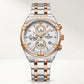 Silver Rose Gold Chronograph Stainless Steel Watch for Men & Boys