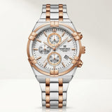 Silver Rose Gold Chronograph Stainless Steel Watch for Men & Boys