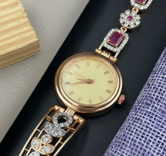 Luxury Diamond Style Rose Gold Bracelet Watch for Women