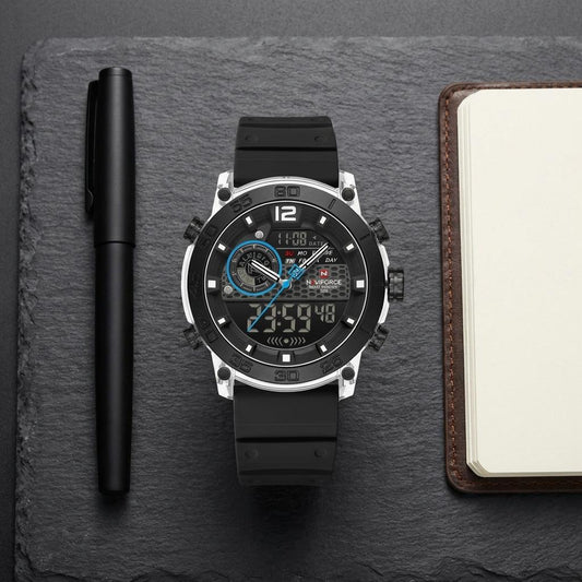 Black Blue Digital Sports Watch for Men & Boys