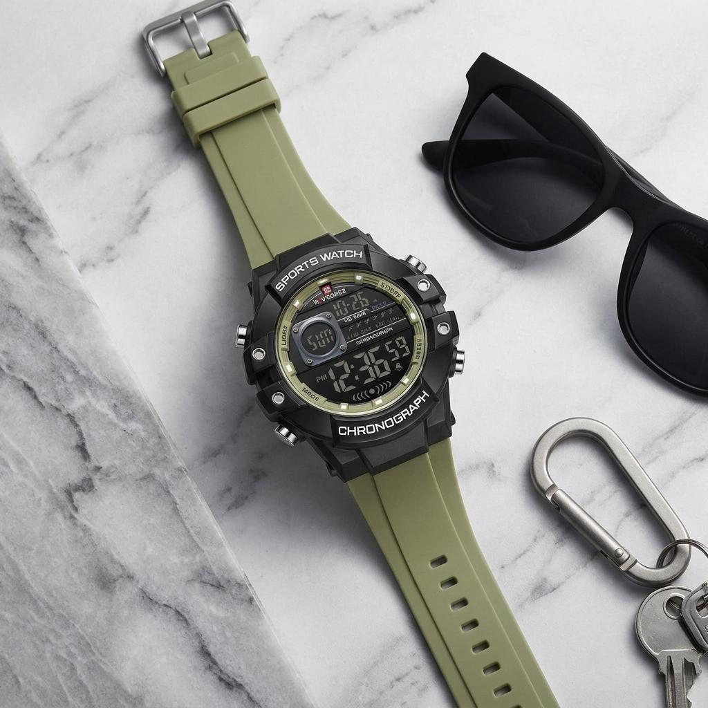 Olive Green Digital Sports Chronograph Watch for Men & Boys