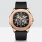 Luxury Automatic Men’s Watch Rose Gold Black Dial Silicone Strap Watch