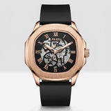 Luxury Automatic Men’s Watch Rose Gold Black Dial Silicone Strap Watch