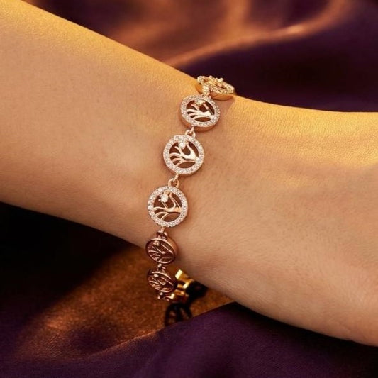 Rose Gold Crown Design Bracelet for Women | Stylish Crystal Bracelet