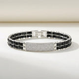 Black Ceramic Stone Bracelet for Men & Boys – Stylish Silver Designer Bracelet
