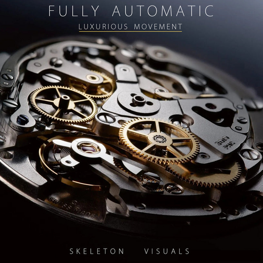 Black Skeleton Automatic Style Stainless Steel Watch for Men & Boys