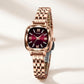Rose Gold Red Square Dial Analog Watch for Women & Girls