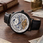 Luxury Automatic Skeleton Watch for Men with Black Leather Strap