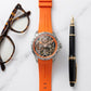 Orange Automatic Skeleton Ram mandir With Lord Rama and hanuman ji Dial Men’s Watch with Silicone Strap – Stylish Sports Watch