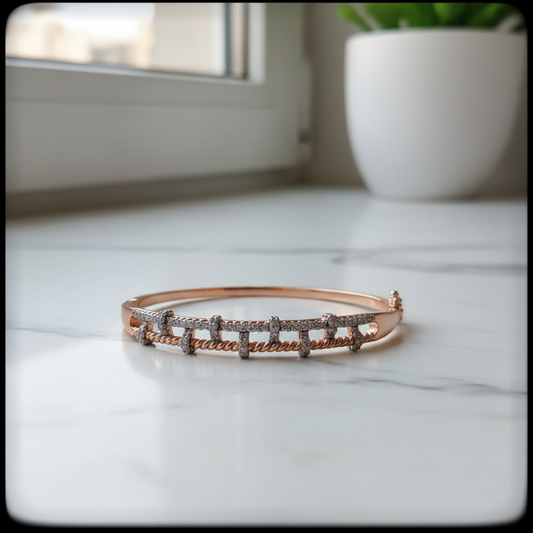 Rose Gold Crystal Studded Designer Bracelet for Women & Girls