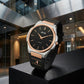 Luxury Black Dial Rose Gold Men’s Watch with Silicone Strap