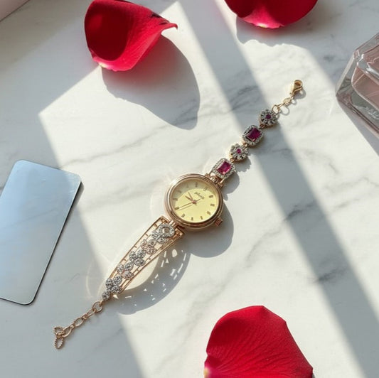 Luxury Diamond Style Rose Gold Bracelet Watch for Women