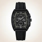 Chronograph Watch for Men, Black Silicone Strap, Analog Quartz Movement, Date Display, Water-Resistant, Stylish Wristwatch for Casual & Sports Wear