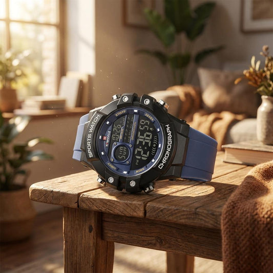 Blue Digital Sports Chronograph Watch for Men & Boys