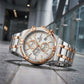 Silver Rose Gold Chronograph Stainless Steel Watch for Men & Boys