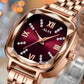 Rose Gold Red Square Dial Analog Watch for Women & Girls