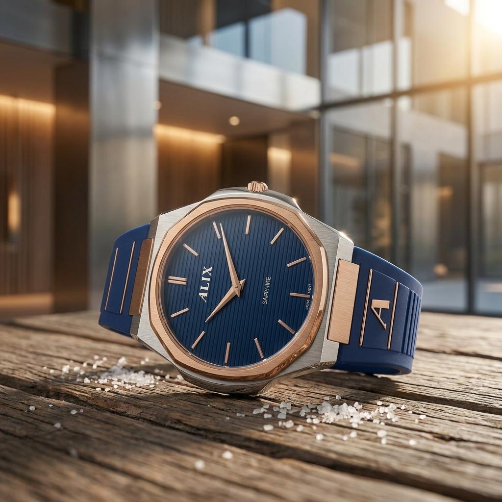Luxury Blue Dial Silicone Strap Analog Watch for Men