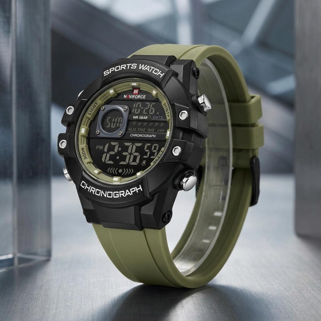 Olive Green Digital Sports Chronograph Watch for Men & Boys
