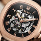 Luxury Automatic Men’s Watch Rose Gold Black Dial Silicone Strap Watch