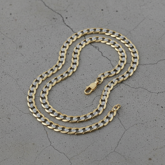 Men’s Gold & Silver Dual Tone Cuban Link Chain Necklace