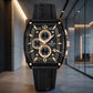 Chronograph Men's Watch with Black Silicone Strap, Water Resistant Quartz Movement, Gold Accents, Date Display for Casual & Formal Wear