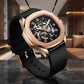 Luxury Automatic Men’s Watch Rose Gold Black Dial Silicone Strap Watch